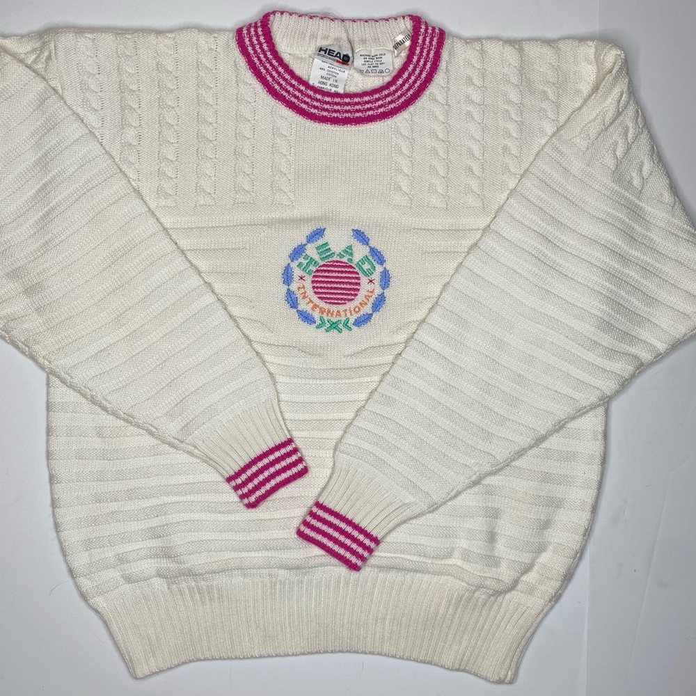 Rare Vintage Head International Preppy Collegiate Tennis 1990 Sweater Sz Sm